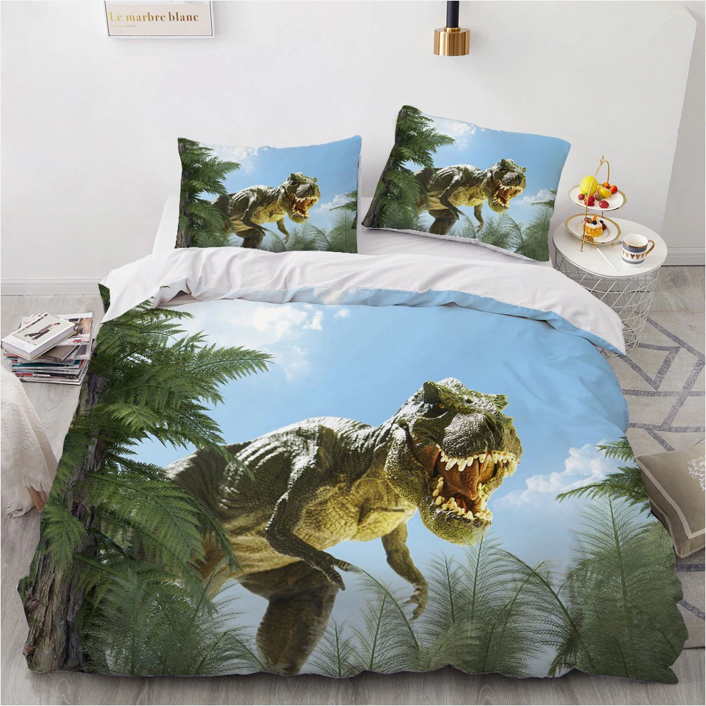 3D Digital Walking Dinosaurs Duvetcover Sets Double-Sided Twin King Queen Size 200X200Cm Bedding Set Blue Duvet Covers