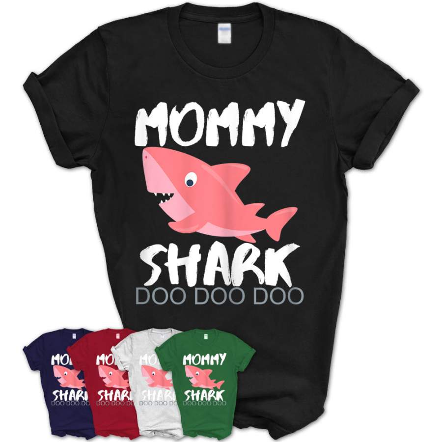 Womens Mommy Shark Shirt Christmas Gift Idea 2019 For Mom Wife Xmas T-Shirt