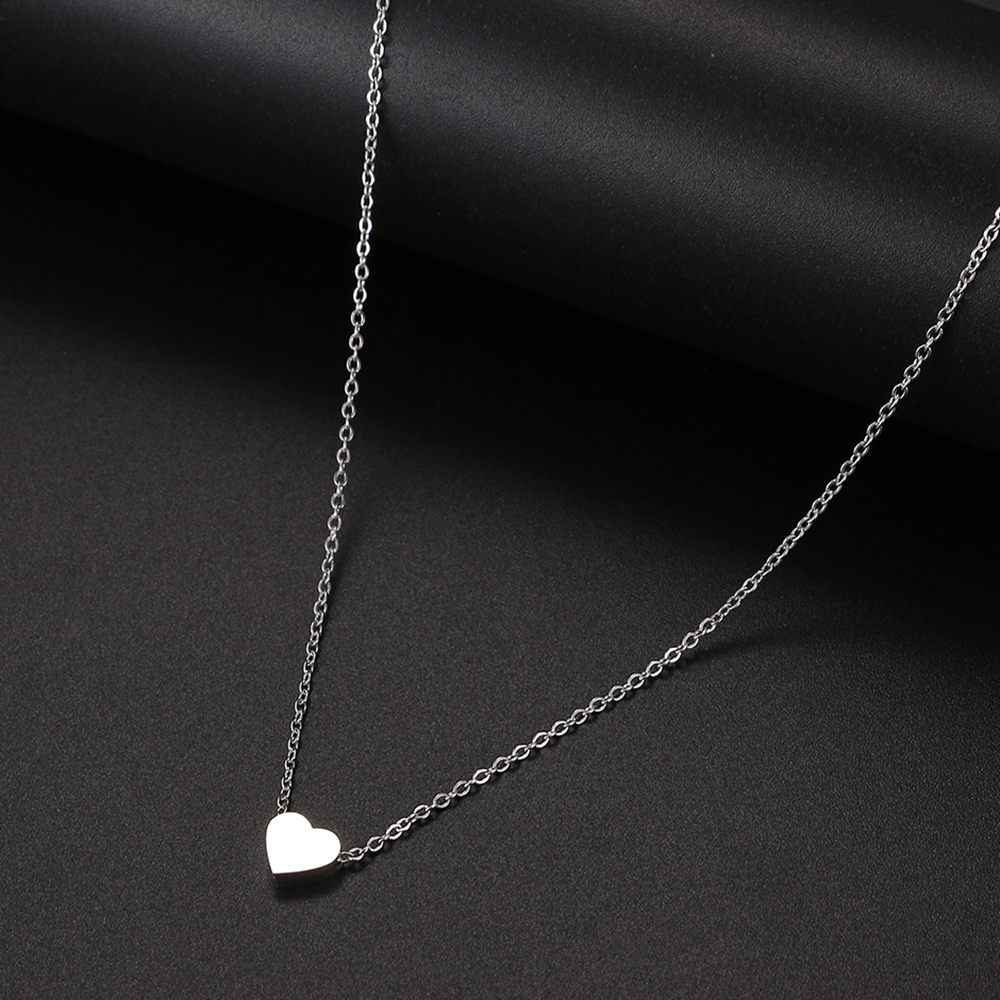 Stainless Steel Necklaces Cute Heart Korean Fashion Style Men Chain Necklace For Women Jewelry Collar Pendant Friends Gifts NEW alx