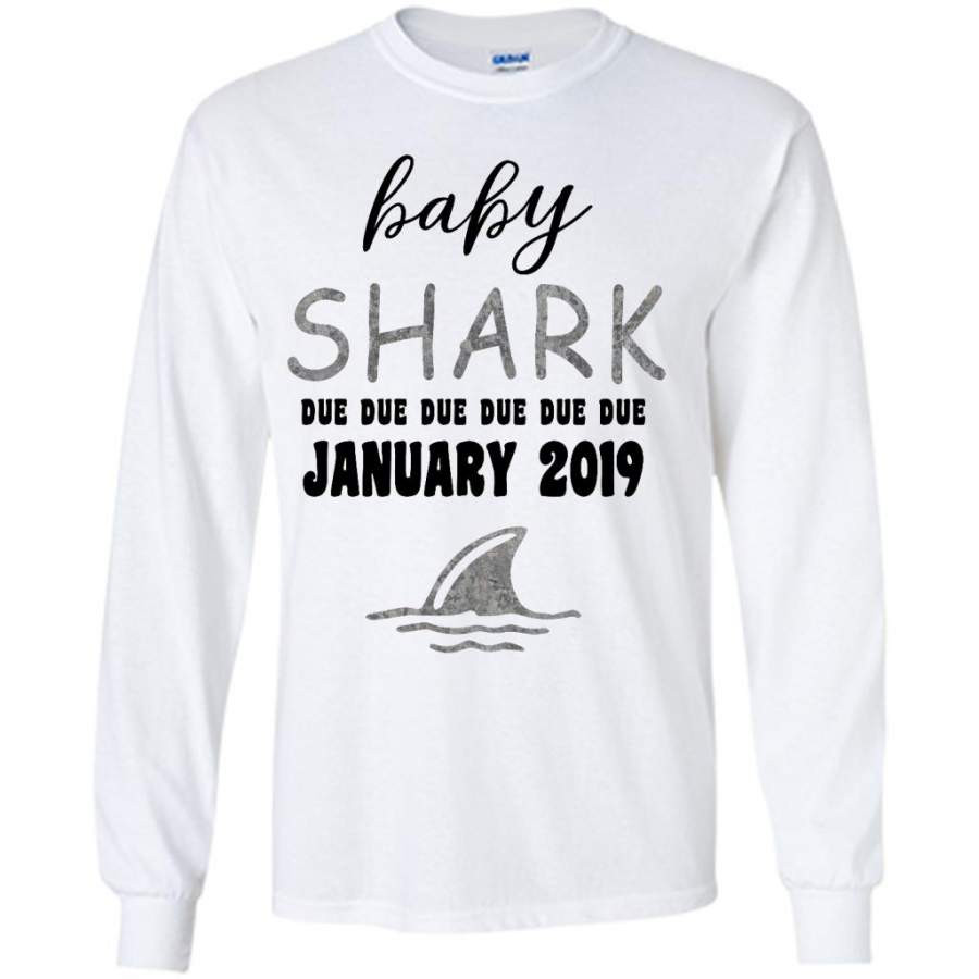 Baby Shark Due Due Due Due January 2019, Birthday Gift – Gildan Long Sleeve Shirt