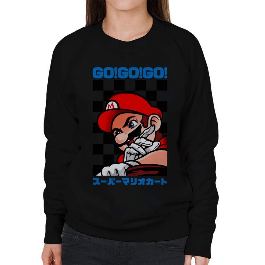 Go Go Go Super Mario Kart Retro Japanese Women’s Sweatshirt