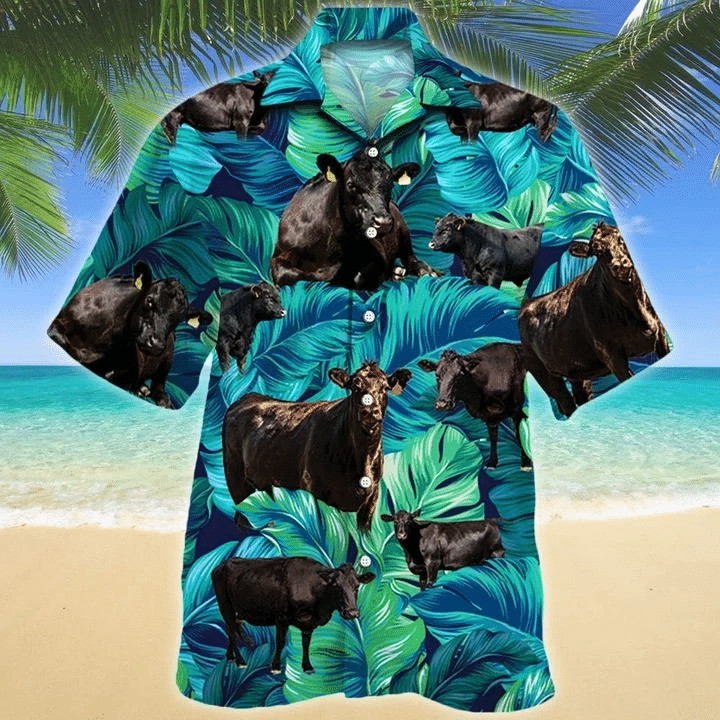 Cow Tropical Print Short Sleeve Hawaii Casual Shirt Ha24501