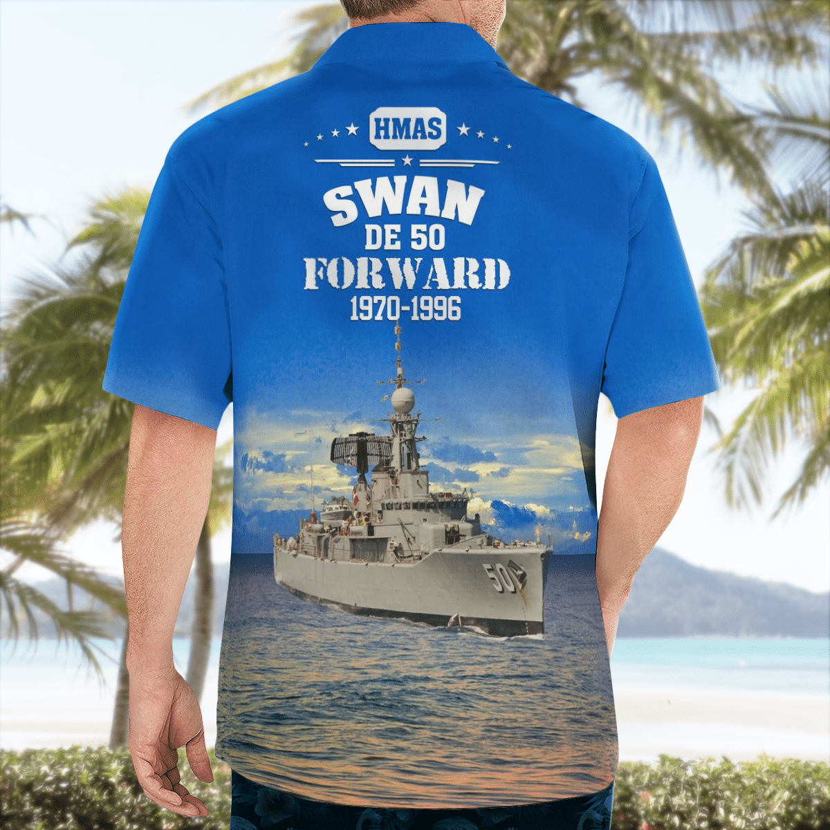 Kahh0103Bg15 Royal Australian Navy Ran Hmas Swan (De 50) River-Class Destroyer Escort Hawaiian Shirt