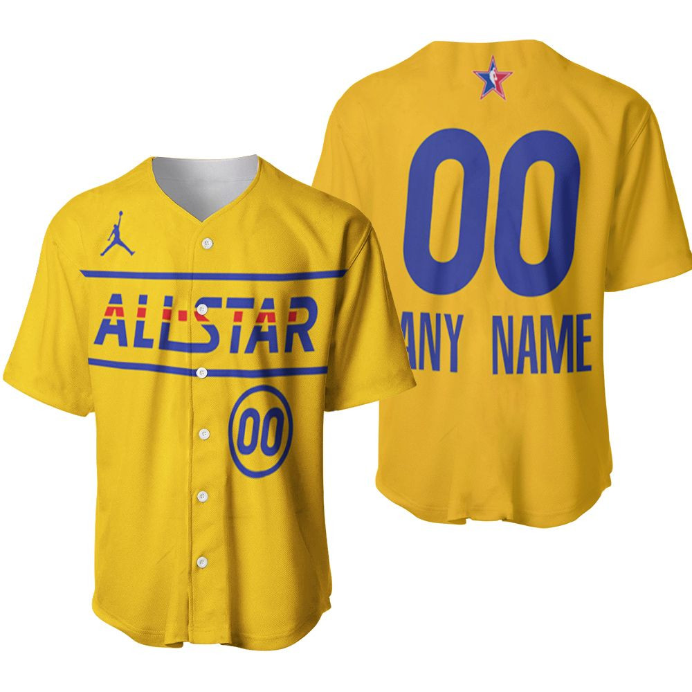 Warriors NBA 2021 All Star Western Conference Gold Jersey Style Gift For Warriors Fans Baseball Jersey