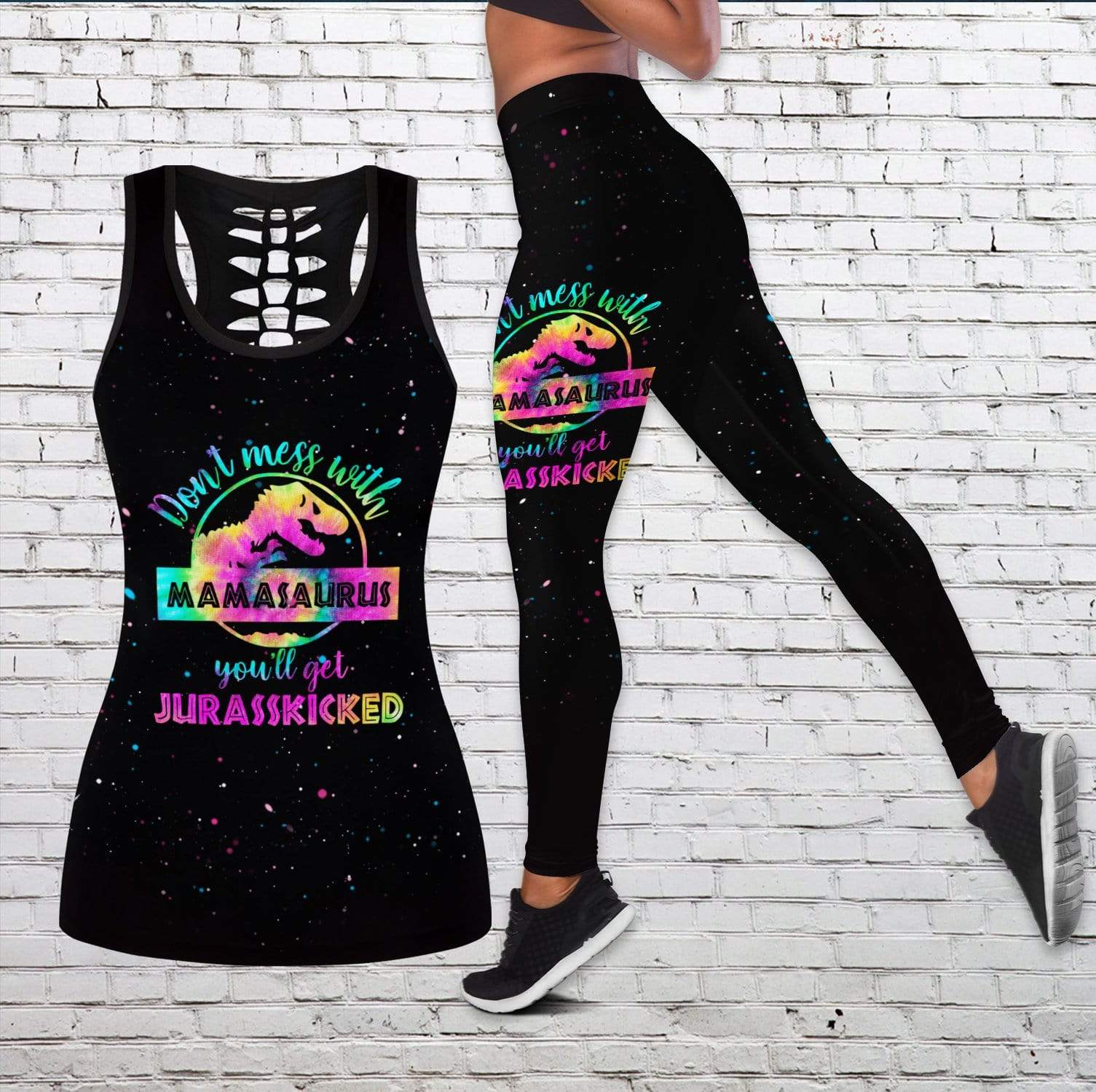 Gift for Mother – Don’t Mess With Mamasaurus Hollow Tank Top – Legging 3D
