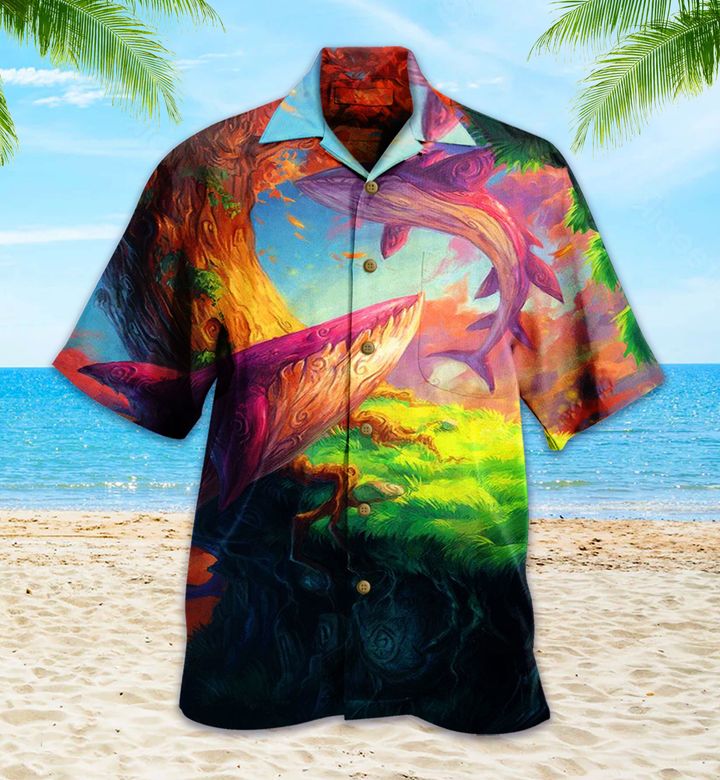 Whale Colorful Nice Hawaiian Shirt 3D Summer Gifts