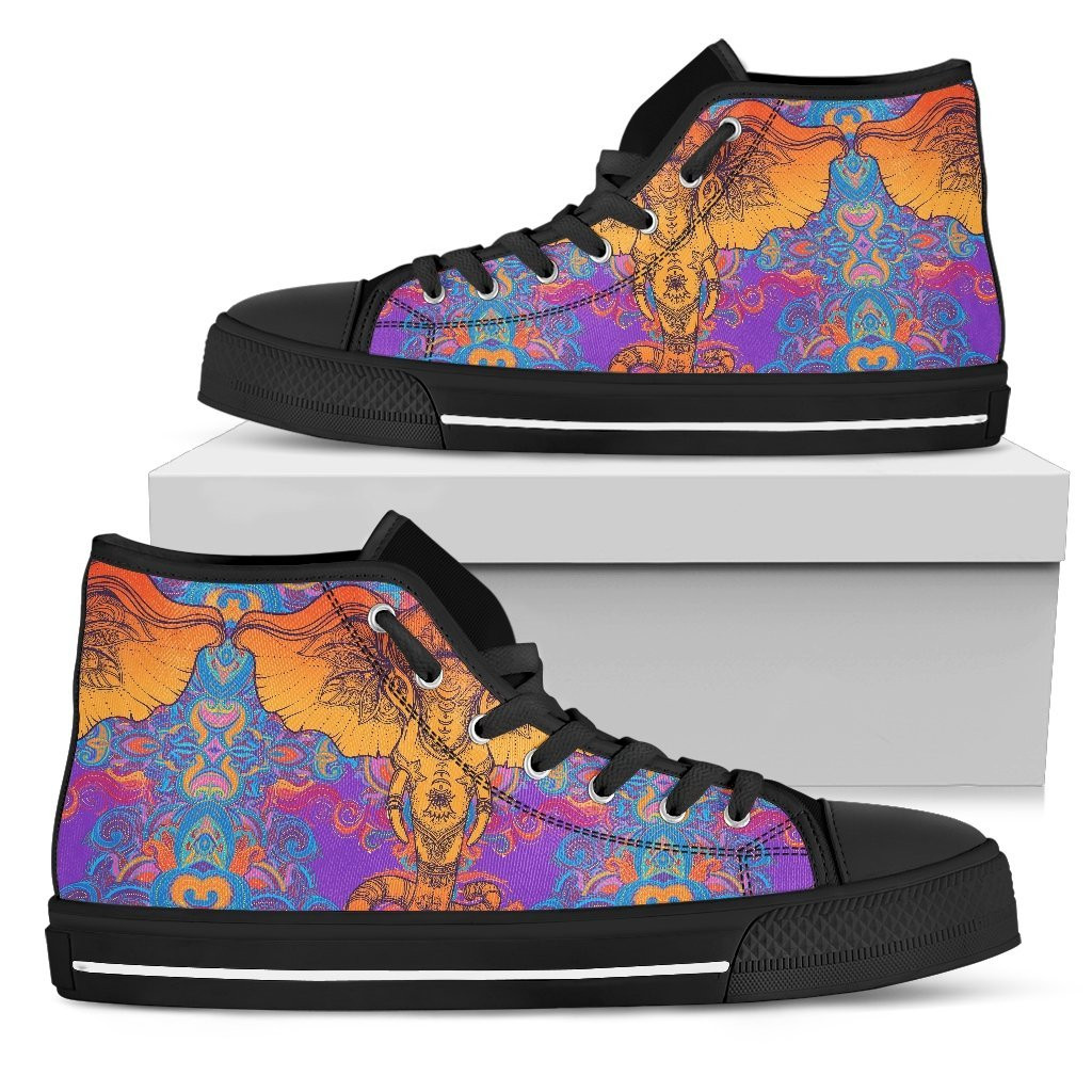 Gold Elephant Indian High Top Shoes