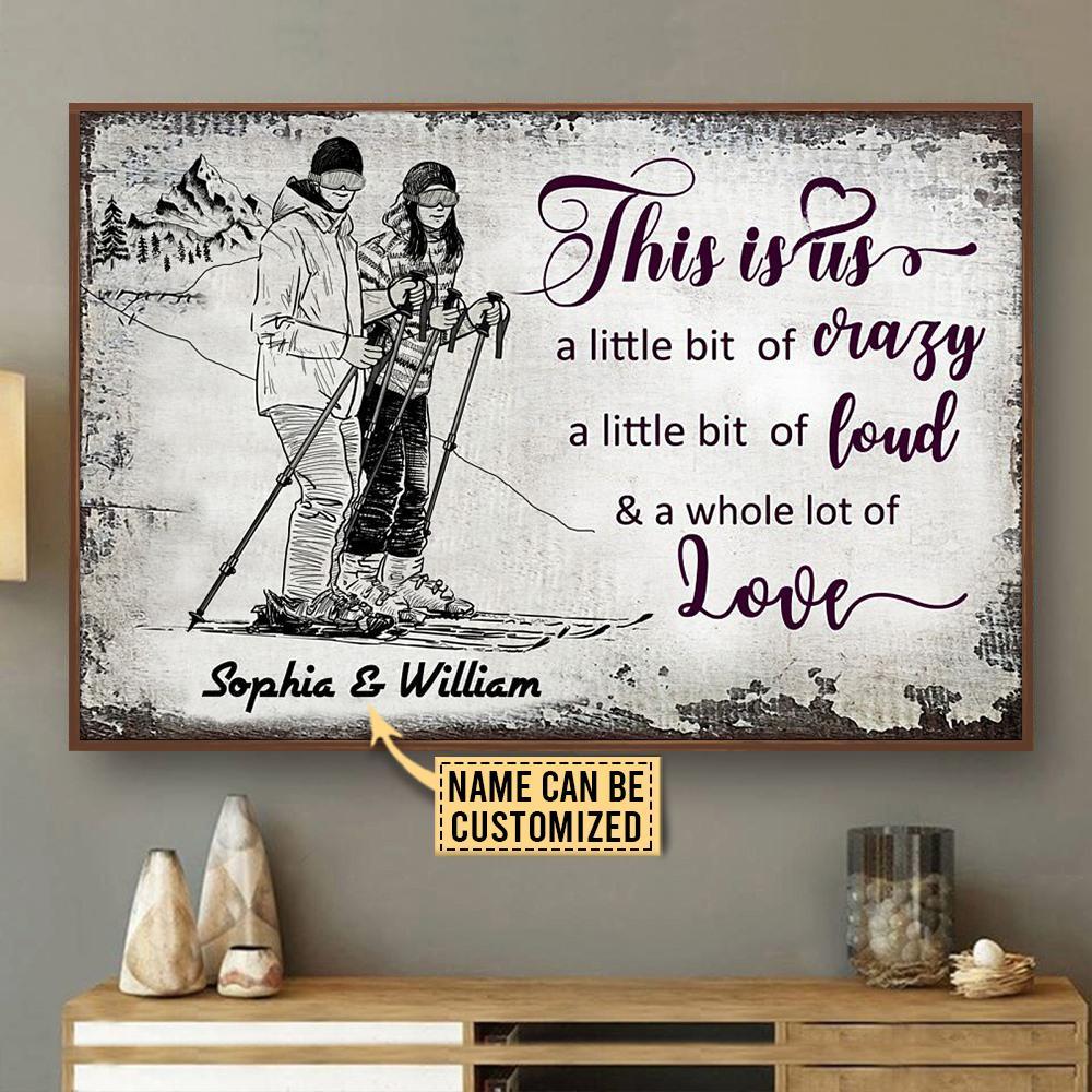 Aeticon Gifts Personalized Skiing Sketch A Little Bit Canvas Mom Dad Gift Home Decor