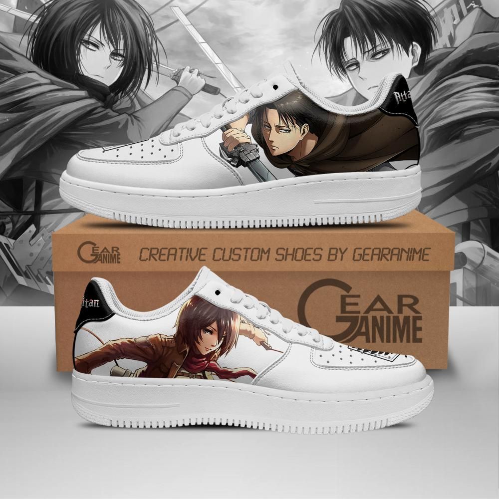 Levi And Mikasa Ackerman Aot Air Force Shoes Sneakers Custom Anime