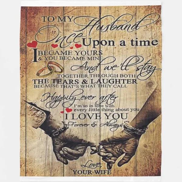 To My Husband Happily Ever After I’M So In Love With Every Little Thing About You Fleece Blanket Gift For Husband Home Decor Bedding Couch Sofa Soft And Comfy Cozy