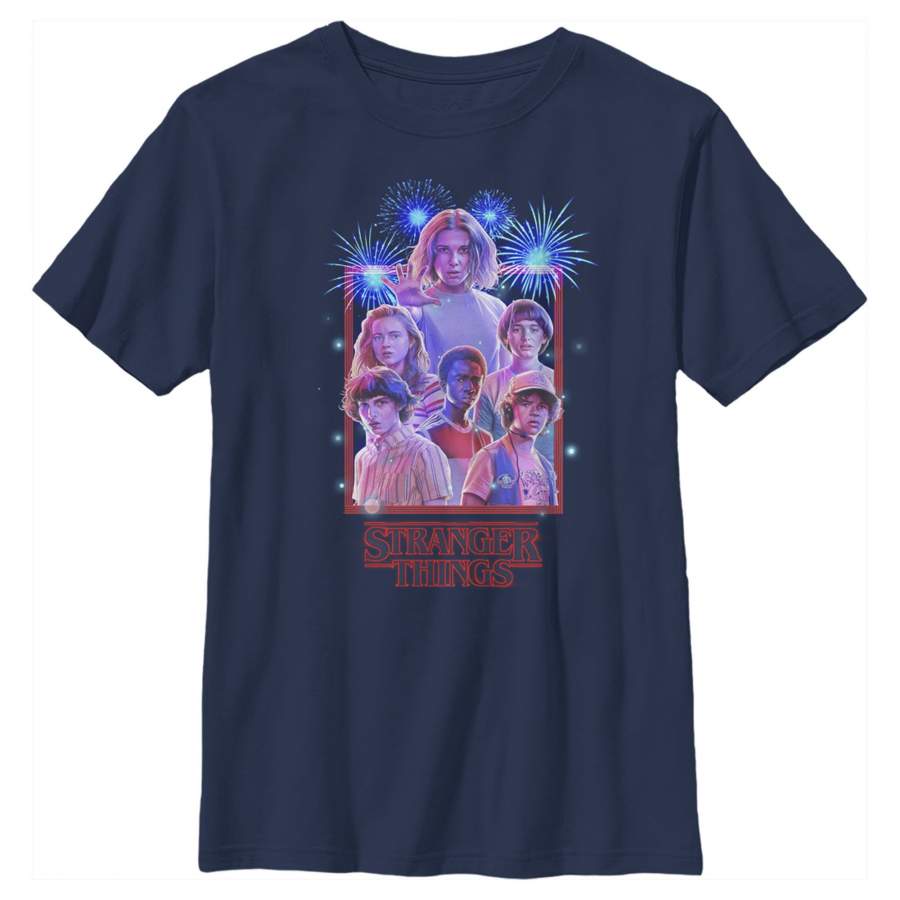 Stranger Things Boy’s Fourth of July  Character Frame  T Shirt