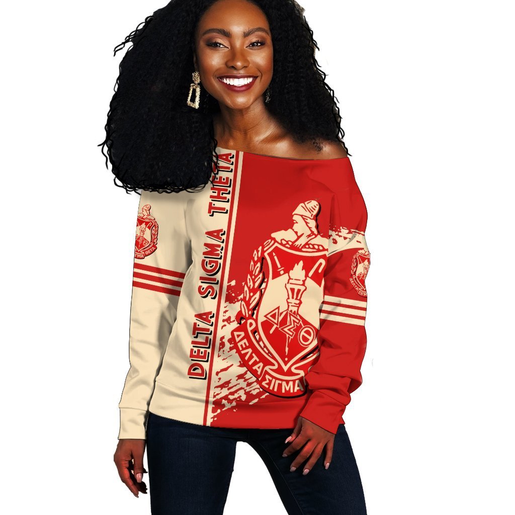 Greek Life Sweatshirt  –  Delta Sigma Theta Women Off Shoulder Quarter Style J1