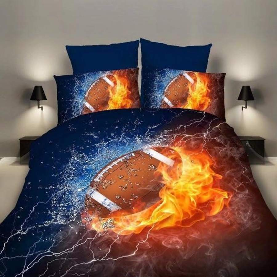 3D Duvet Cover Bed Sheet Pillow Cases  Flame Baseball/Football/Basketball