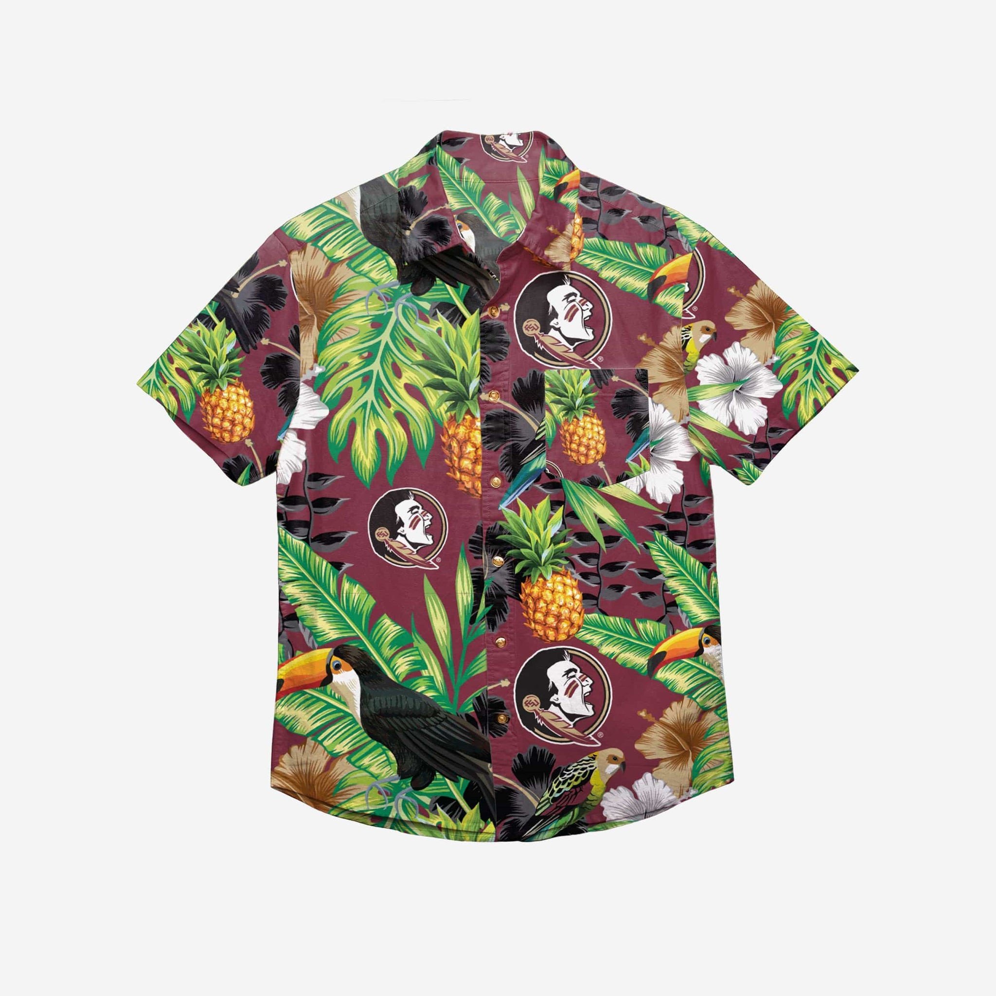 Florida State Seminoles Floral Button Up Hawaii Shirt Ha97879