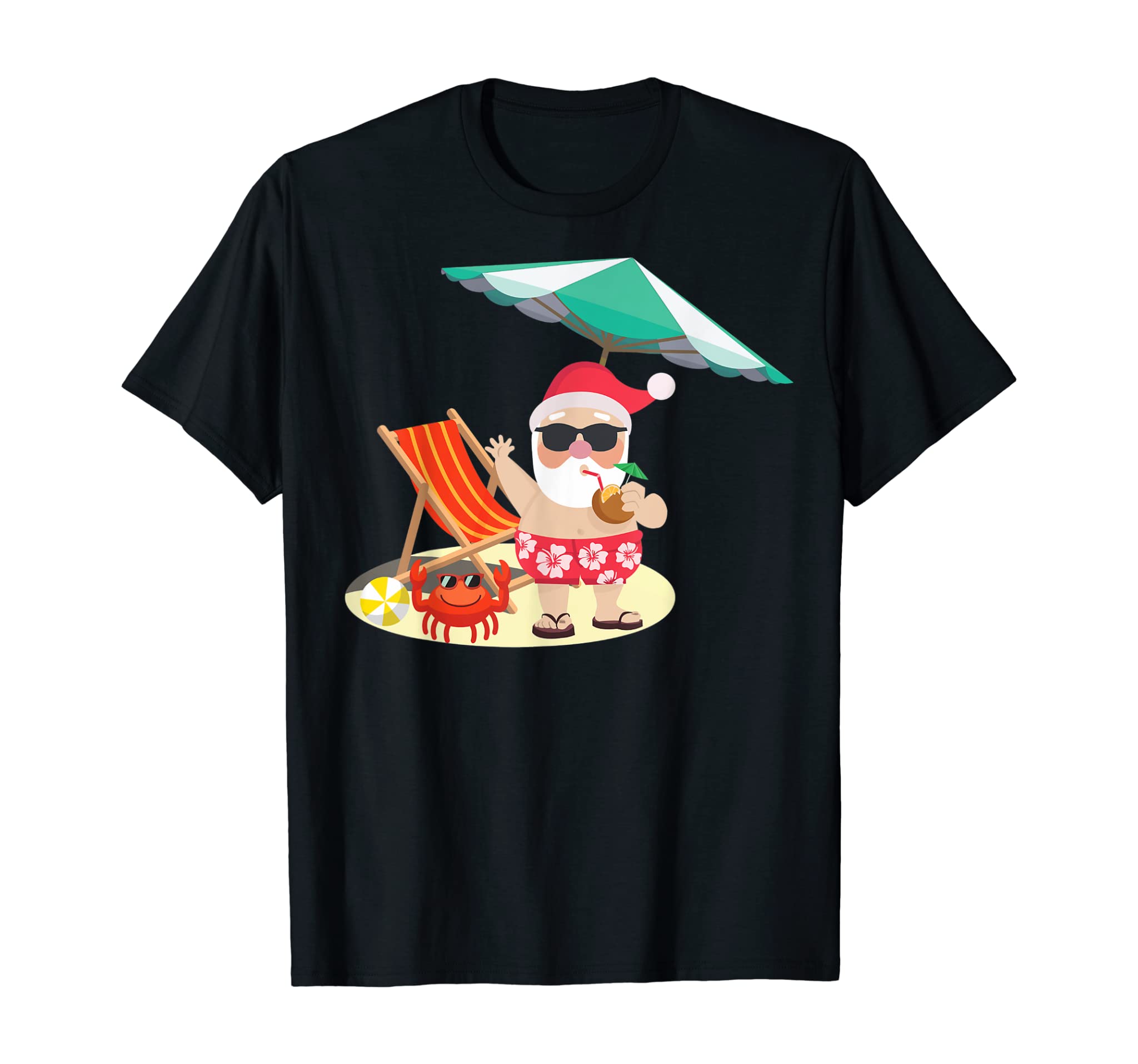 Santa Claus Beach T-Shirt Funny Summer Christmas In July Tee