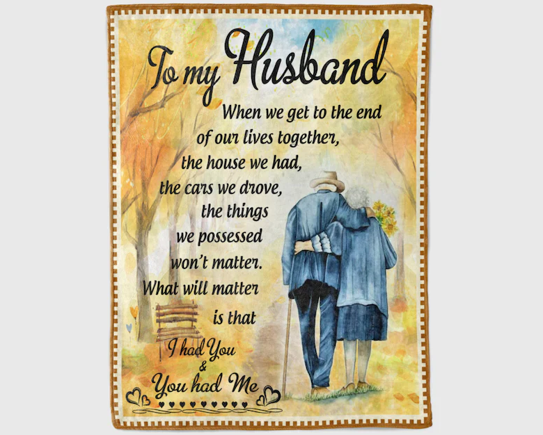 To My Husband Blanket, Aged Old Couple Family Love Letter,Gift For Husband From Wife Blanket Birthday Gift Home Decor Bedding Couch Sofa Soft And Comfy Cozy