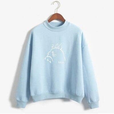 Women Lovely Totoro Preppy Style Hooded Fleece Turtleneck Pullover Hoodies