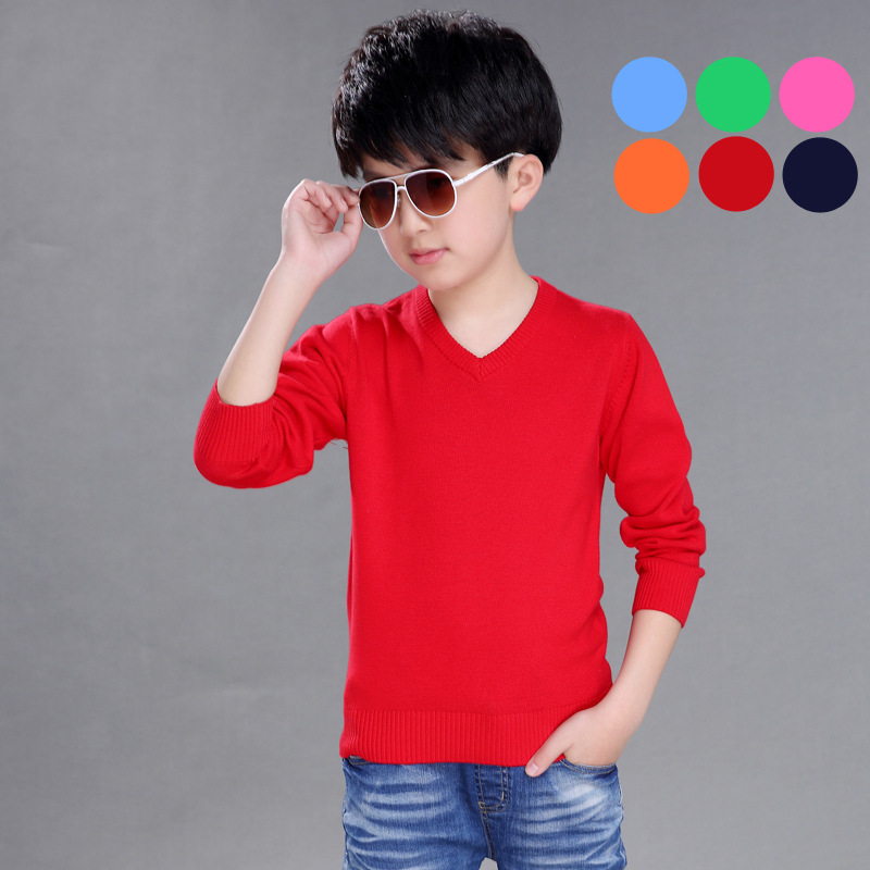 4-16Y Big Boys Knitting Sweaters Solid Color O-neck Knitwear Clothes Children’s Fashion Sweater Girls Toddler Baby Outwear Tops alx