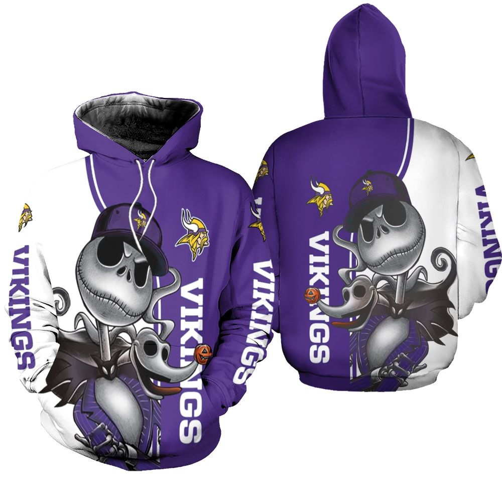 Minnesota Vikings Jack Skellington And Zero Hoodie