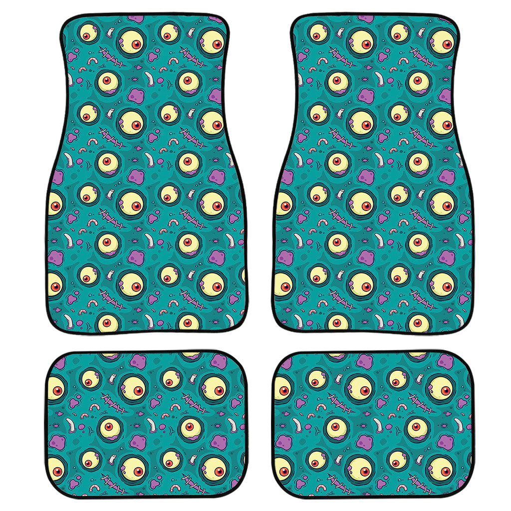 Blue Zombie Pattern Print Front And Back Car Floor Mats, Front Car Mat