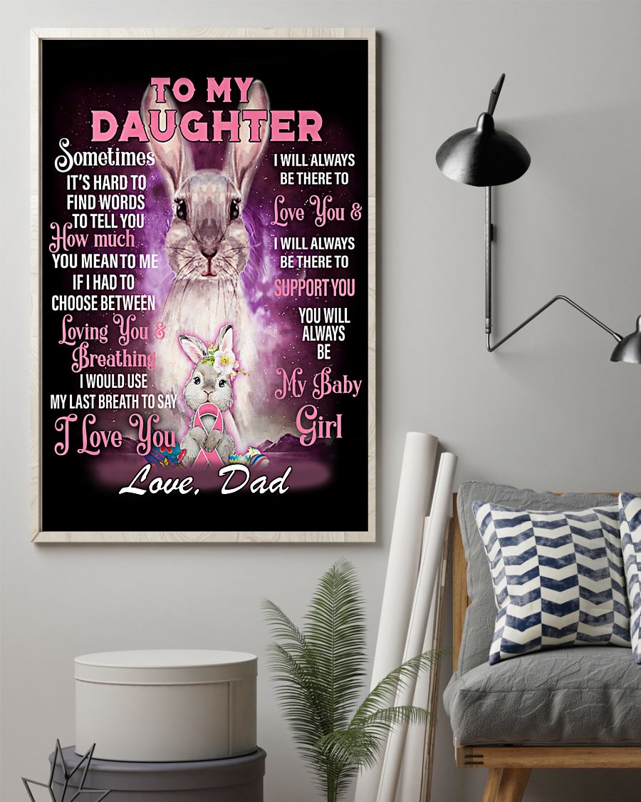 Rabbits Daughter And Dad Portrait Poster & Canvas Gift For Daughter Family Birthday Home Decor Wall Art Visual Art