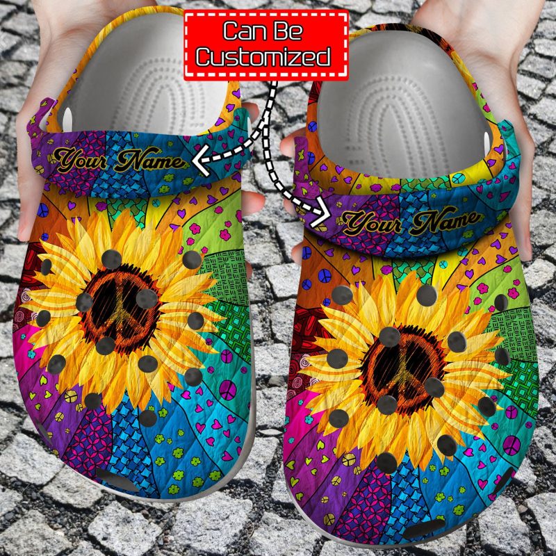 Unique Hippie Sunflower clog Shoes Colorful