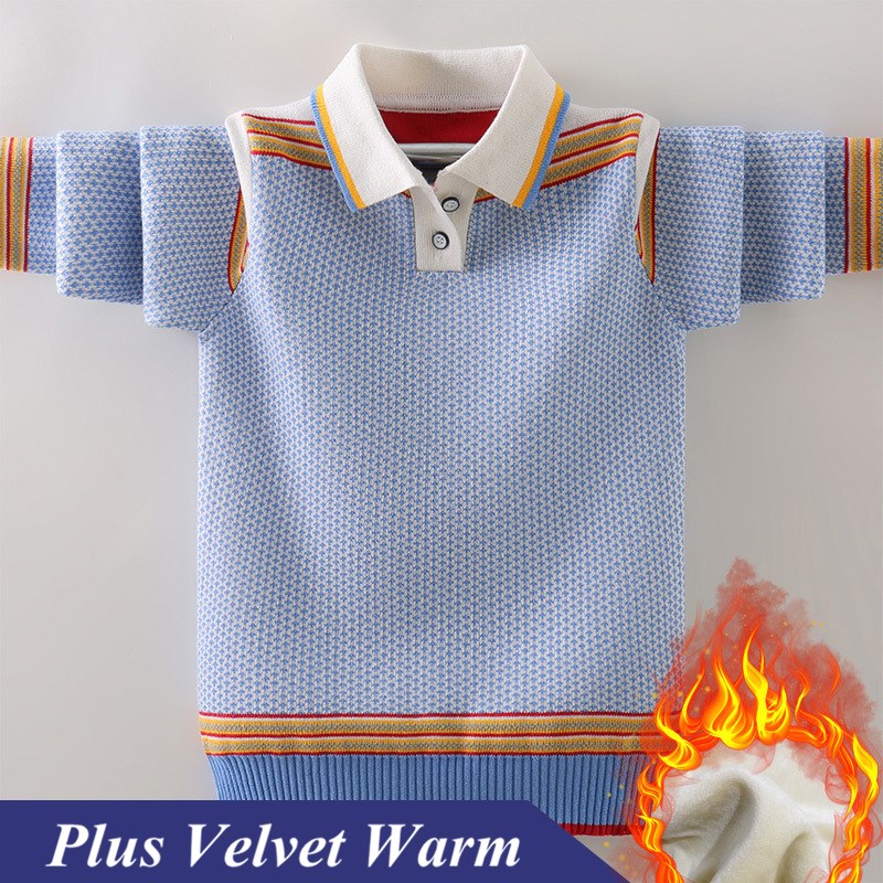 Spring Children’s Clothing Boy’s Sweater Autumn Winter Kids Knitting Polo Collar Pullovers Cotton Products Keep Warm alx