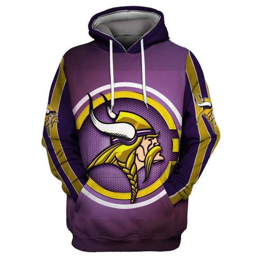 Minnesota Vikings Printed Hooded Pocket Pullover Sweater