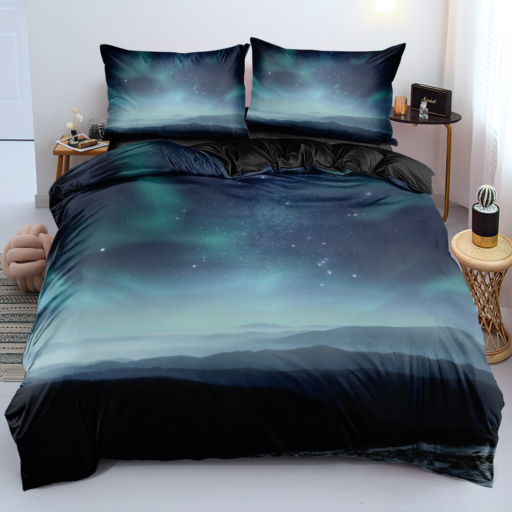 3D Digital Purple Nebula Bed Linen Double King Size Cover Set Custom Design Bedding Set Duvet Covers