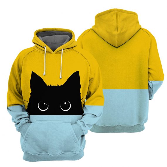 Sneaky Black Cat All Over Print Unisex Hoodie Cat Lovers