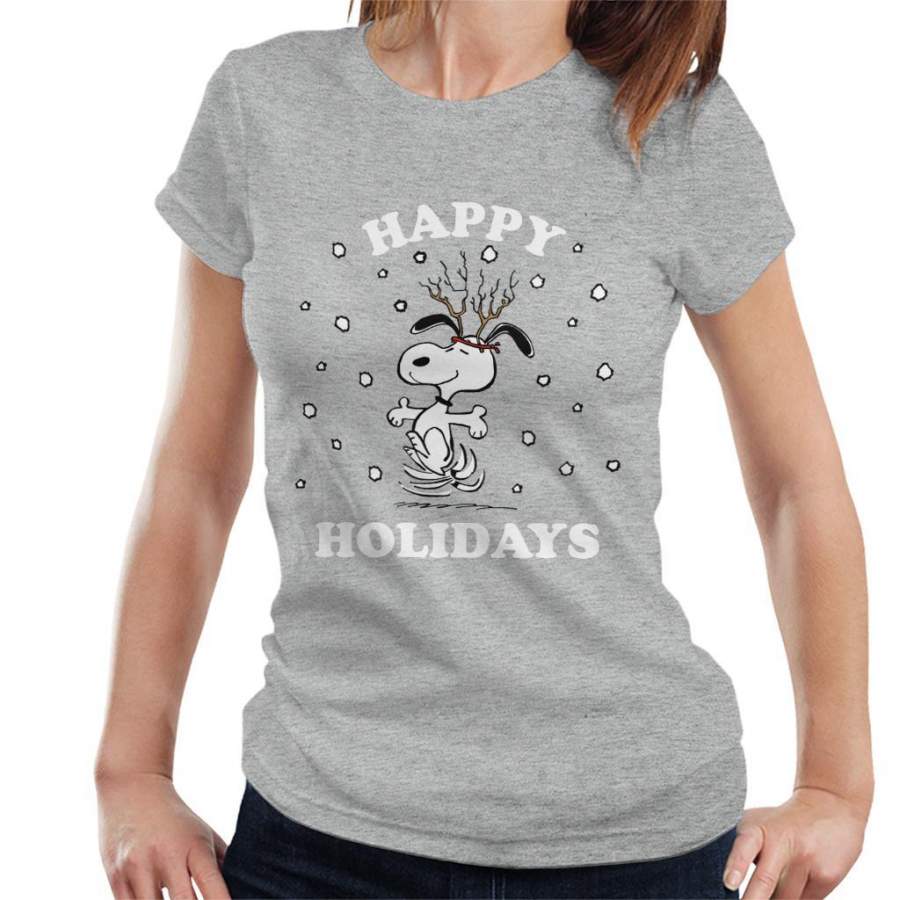 Peanuts Christmas Happy Holidays Snoopy Women’s T-shirt