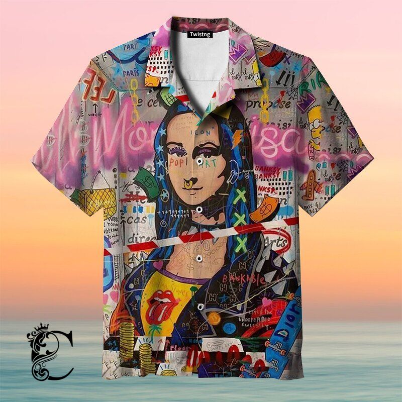 Alternative Mona Lisa’S Smile Graffiti Art Hawaiian Shirt