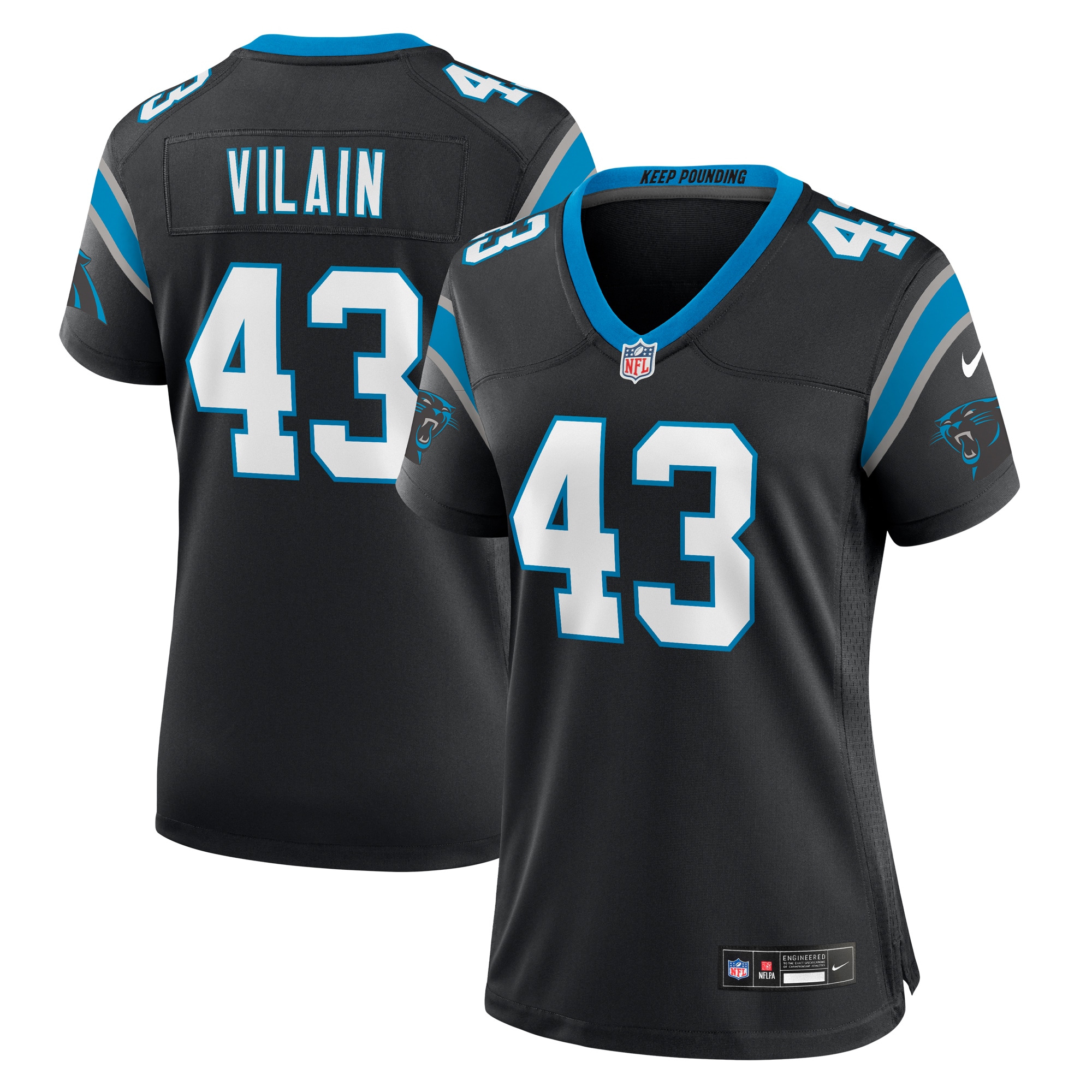 Women’s Carolina Panthers Luiji Vilain  Black  Game Jersey