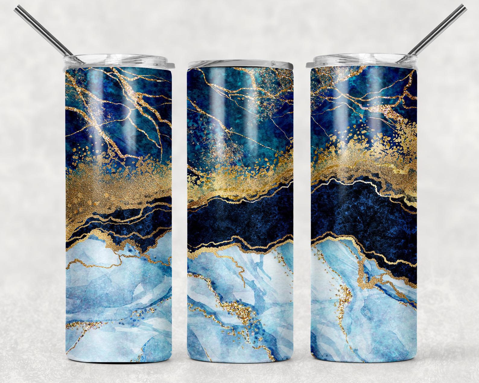 Blue Marble Effect 20Oz Skinny Tumbler