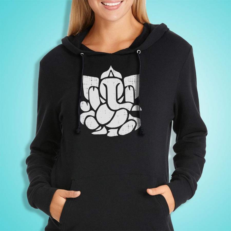 Yoga Ganesh Elephant Fitted Racerback Vintage Distress Women’S Hoodie