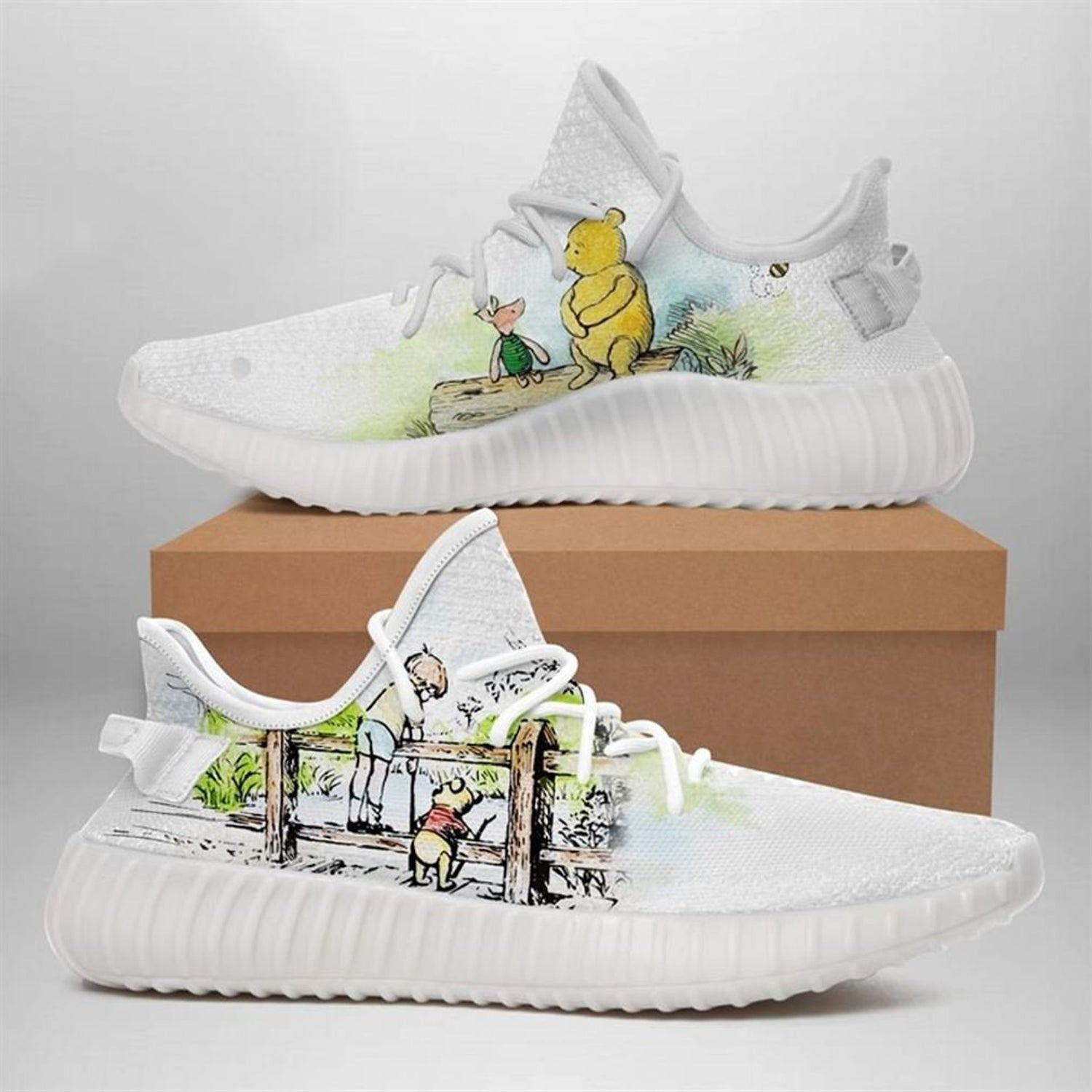 Pooh Yeezy Boost 350 Sneakers Shoes Birthday Gift Idea For Him Son Boyfriend Father’S Day Shoes Yeezy Sneakers H94