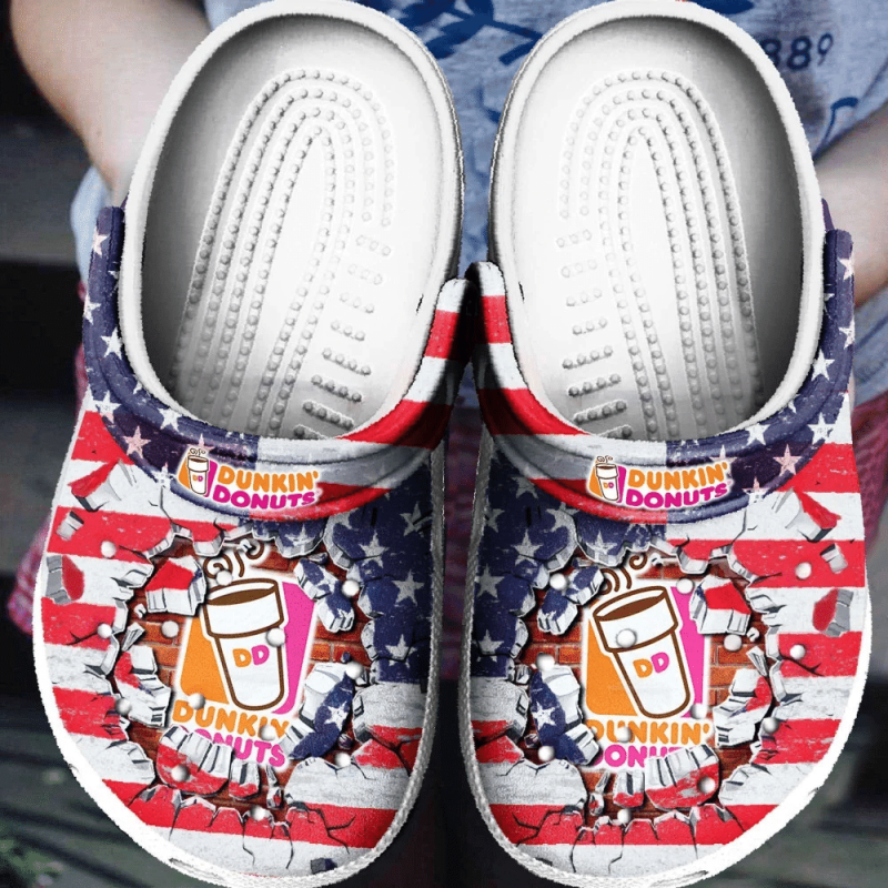 Dunkin Donut American Flag Rubber clog Shoes Comfy Footwear