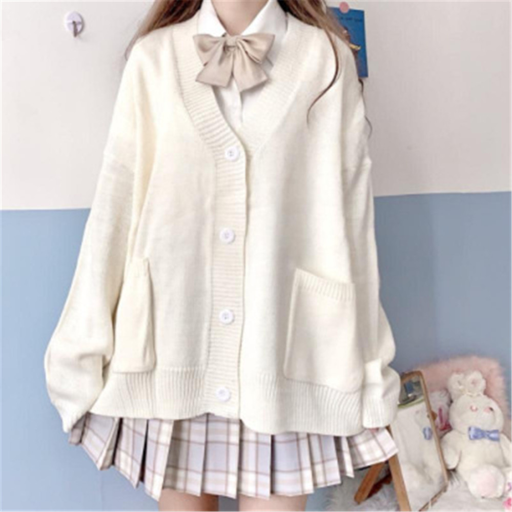 Cardigan Women Solid Oversize Loose Sweaters Student Preppy Sweet Girl Cute Knitwear New All-match Soft Hot Sale Basic ZY5208 alx