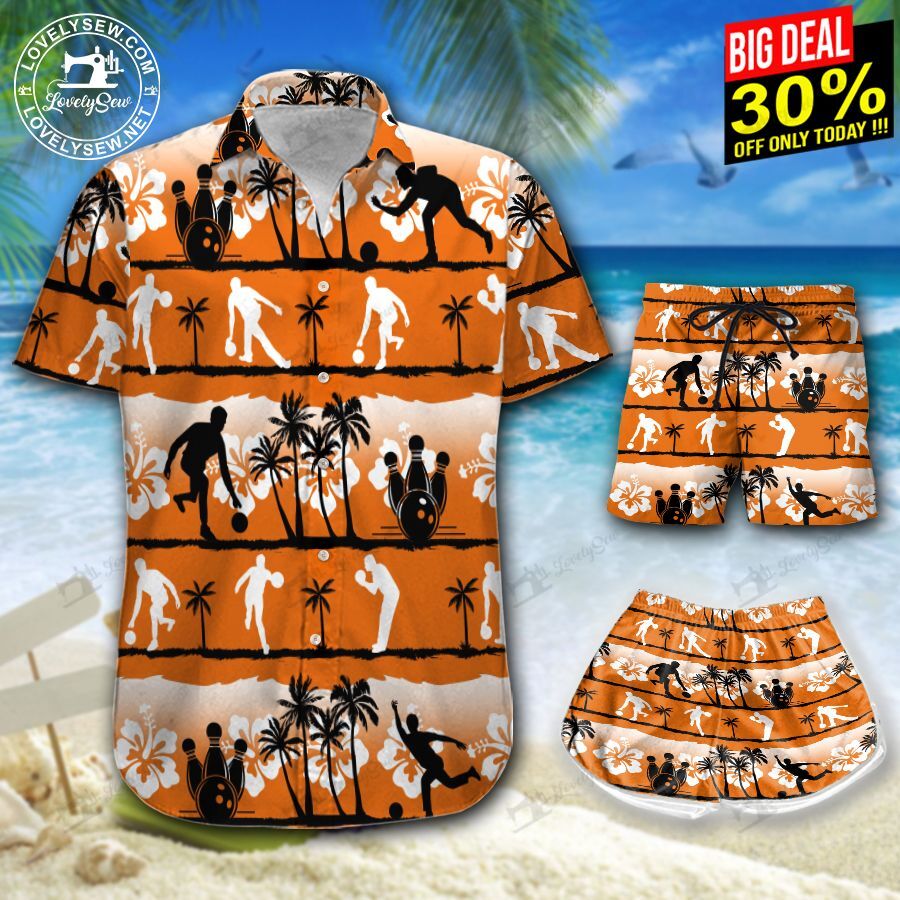 Bowling Sunset Hawaiian Shirt Shorts Ha2336