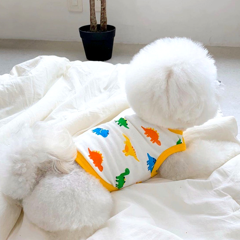 Puppy Dinosaur Clothes Summer Pet T-shirt Bichon Hiromi Breathable Cartoon Clothes Dog Bottoming Shirt Pet Dog Pullover alx