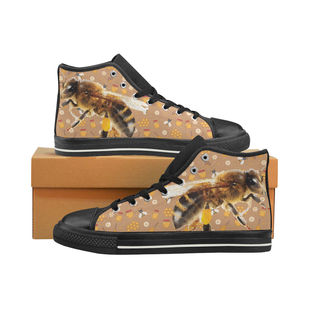 Queen Bee Black High Top Canvas Shoes for Kid