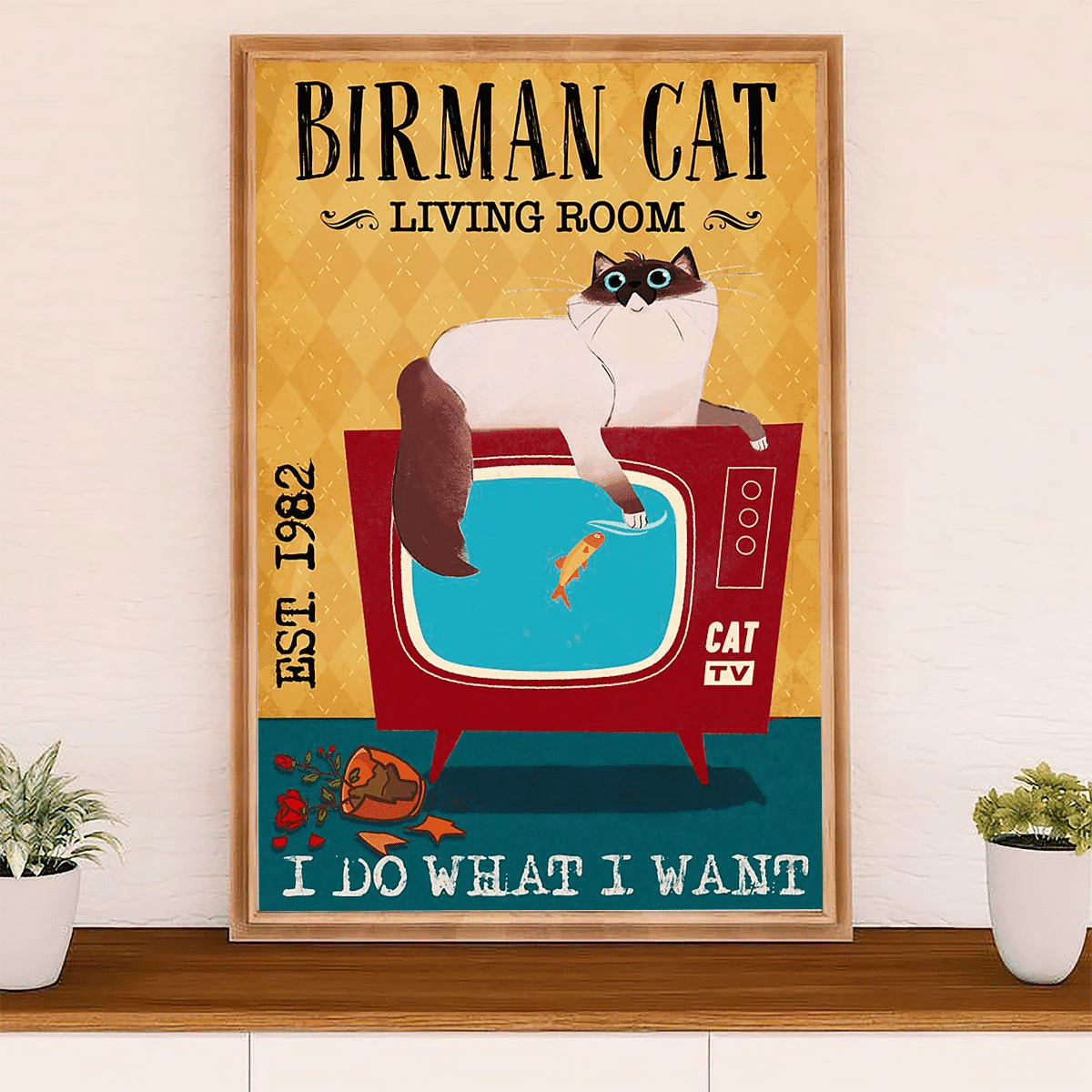 Birman Cat In Living Room Home Decor Poster Canvas – Gift For Cat Lover Evg82463