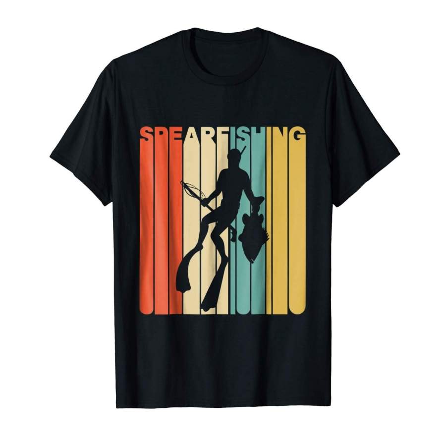 Vintage Style Spearfishing Silhouette T-Shirt Men T-Shirt Sports T-Shirt