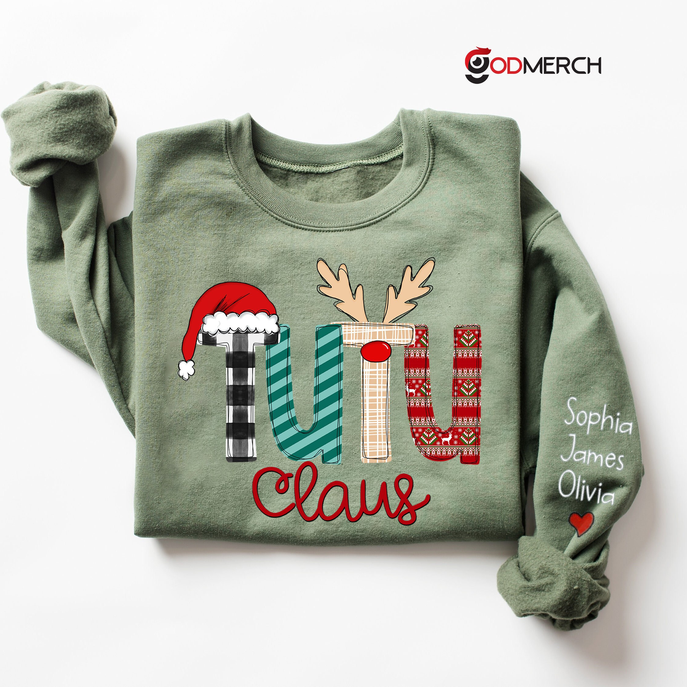 Custom Tutu Claus Sweatshirt, Christmas Tutu Claus Sweatshirt, Xmas Tutu Sweater, Custom Tutu And Grandkids Sweatshirt, Gifts For Tutu