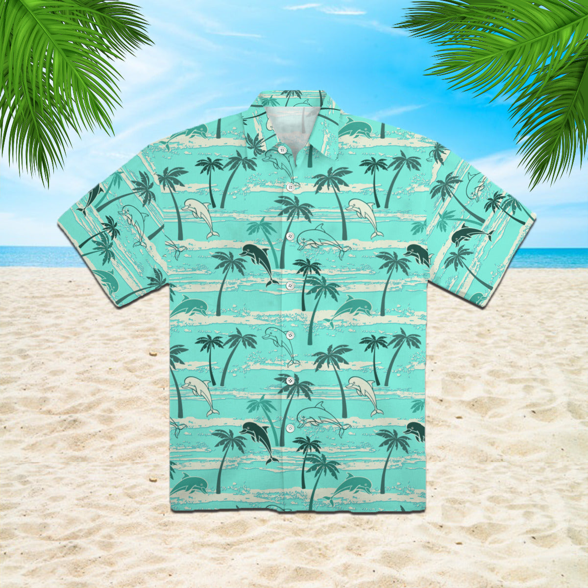 Dolphins Palm Trees Summer Hawaiian Shirt | For Men & Women | Hw1123