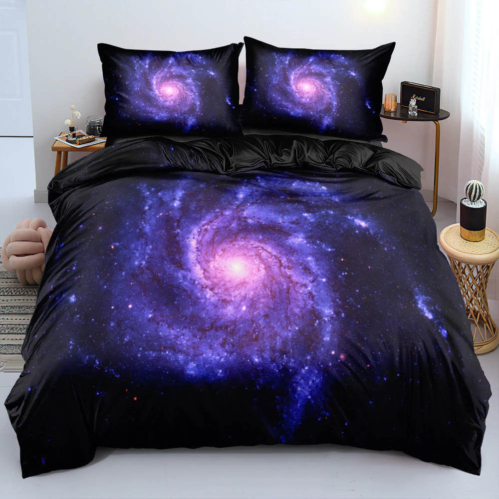 3D Digital Nebula Aurora Bed Linen Double King Size Duvetcover Set Durable Bedding Set Duvet Covers