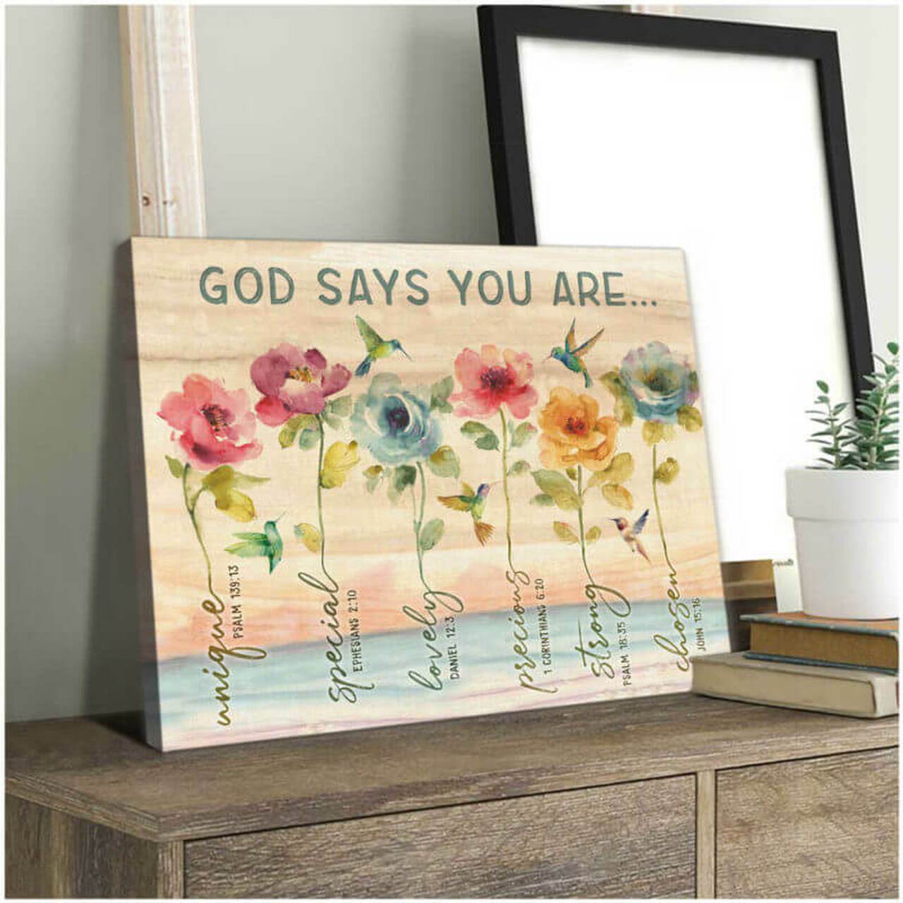 Hummingbird God Says You Are Floral Landscape Canvas & Poster Family Gift Kitchen Dercor Home Decor Wall Art Visual Art