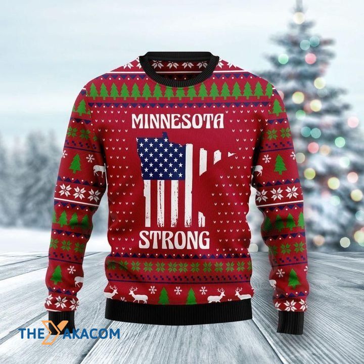 A Map Minnesota Strong Gift For Christmas Ugly Christmas Sweater