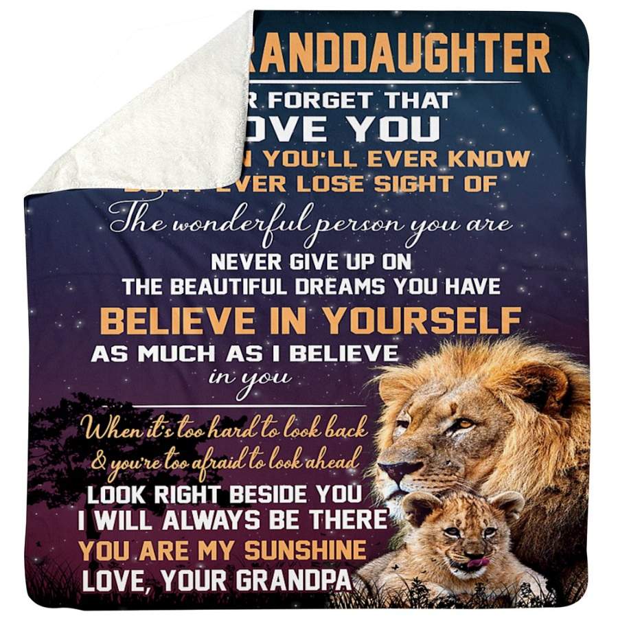 Lions Love You Granddaughter Custom Design For Family Sherpa Blanket