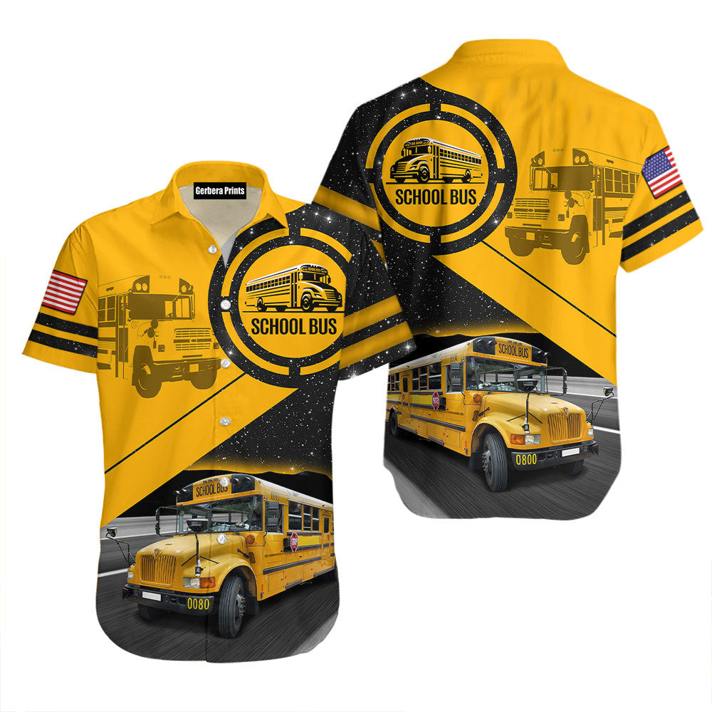 Yellow School Bus Driver Aloha Hawaiian Shirts For Men & For Women | Wt7459